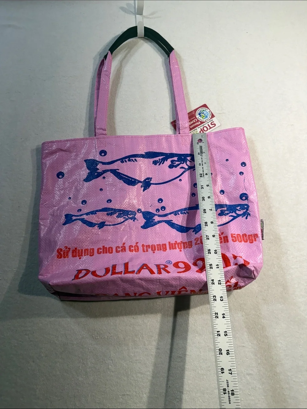 Pink Fish Print Tote Bag